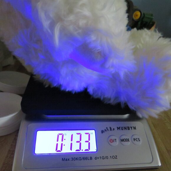 Hallmark white teddy bear with red gingham bow Sits By Self Weighted 13oz - Picture 10 of 11